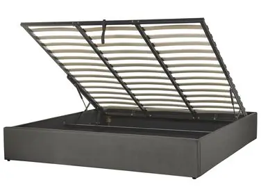 Ottoman Bed without Headboard DINAN Fabric Dark Grey 180 x 200 cm (EU Super King) - Bedroom