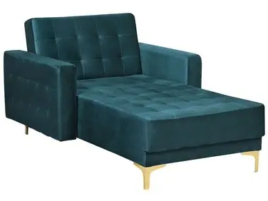 Chaise Longue ABERDEEN Velvet Teal - Living Room