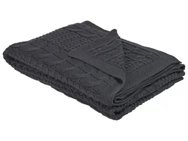 Blanket FETHIYE Cotton 140 x 170 cm Dark Grey - Home Accessories