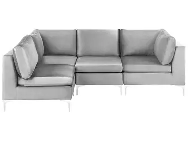 Sofá modular esquinero 4 plazas EVJA Derecha Gris Terciopelo - Sala de estar