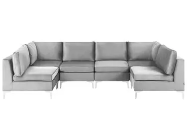 Sofá modular en forma de U 6 plazas EVJA Gris Terciopelo - Sala de estar