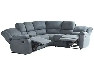 Sofá esquinero reclinable manual 5 plazas ROKKE Tela Gris Izquierda - Sala de estar