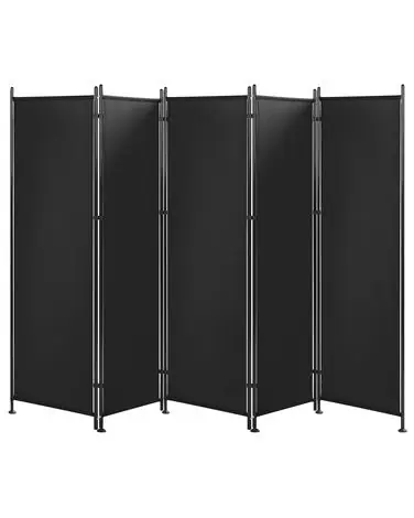 5 Panel Room Divider NARNI Black 270 cm 170 cm - Home Accessories