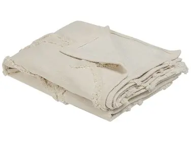 Blanket ACACIA Cotton 130 x 160 cm Beige - Home Accessories