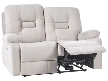Sofá reclinable eléctrico 2 plazas BERGEN Terciopelo Beige claro con puerto USB - Sala de estar