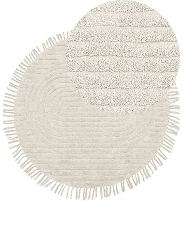 Alfombra HALFETI Beige claro ø 140 cm Algodón - Accesorios decorativos