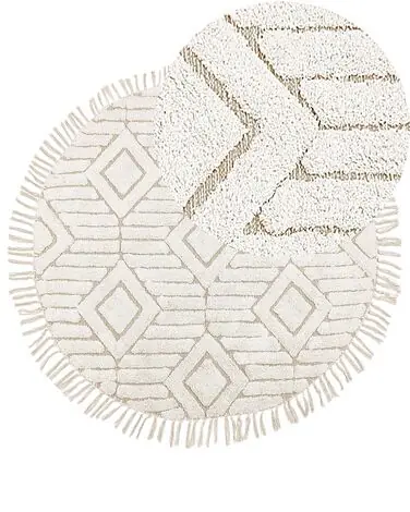 Alfombra HORASAN Beige claro ø 140 cm Algodón - Accesorios decorativos