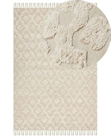 Alfombra AKSARAY Beige 160 x 230 cm Algodón - Accesorios decorativos