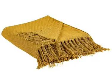 Manta YARSA Algodón 125 x 150 cm Mostaza - Accesorios decorativos