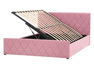 Ottoman Bed ROCHEFORT Velvet Pink 140 x 200 cm (EU Double) - Bedroom