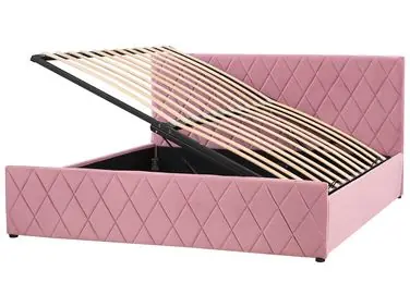 Ottoman Bed ROCHEFORT Velvet Pink 180 x 200 cm (EU Super King) - Bedroom