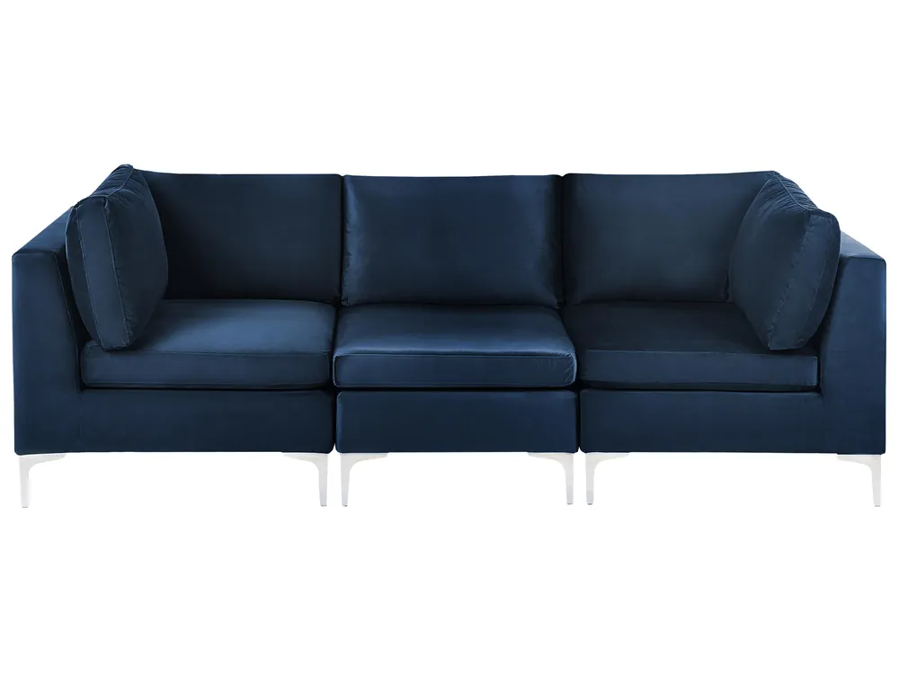 Sofá modular 3 plazas EVJA Azul marino Terciopelo - Sala de estar