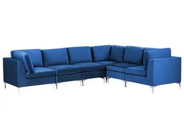Sofá modular esquinero 6 plazas EVJA Izquierda Azul marino Terciopelo - Sala de estar