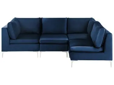 Sofá modular esquinero 4 plazas EVJA Izquierda Azul marino Terciopelo - Sala de estar