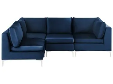 Sofá modular esquinero 4 plazas EVJA Derecha Azul marino Terciopelo - Sala de estar