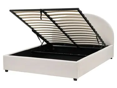 Ottoman Bed VAUCLUSE Fabric Light Beige 160 x 200 cm (EU King Size) - Bedroom