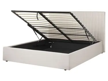 Ottoman Bed VION Fabric Light Beige 160 x 200 cm (EU King Size) - Bedroom