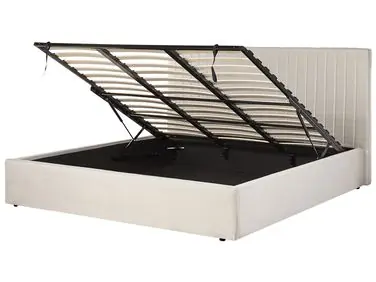 Ottoman Bed VION Fabric Light Beige 180 x 200 cm (EU Super King) - Bedroom