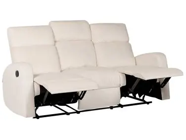 Sofá reclinable manual 3 plazas VERDAL Terciopelo Blanco crema - Sala de estar
