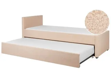Trundle Bed Boucle MARMANDE 80 x 200 cm (EU Small Single) Peach Pink - Bedroom