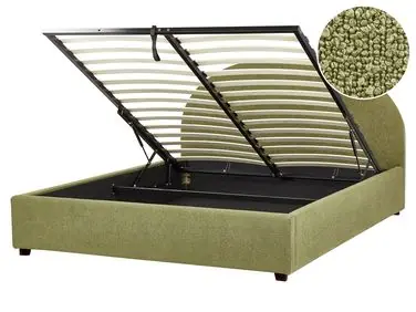 Ottoman Bed VAUCLUSE Boucle Light Green 160 x 200 cm (EU King Size) - Bedroom