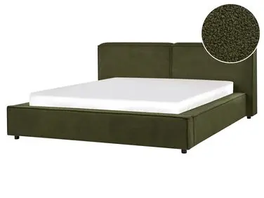 Bed Boucle LINARDS 160 x 200 cm (EU King Size) Dark Green - Bedroom