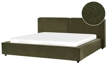 Bed Boucle LINARDS 180 x 200 cm (EU Super King) Dark Green - Bedroom