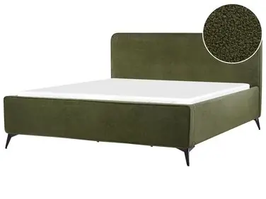 Bed Boucle VALOGNES 180 x 200 cm (EU Super King) Dark Green - Bedroom