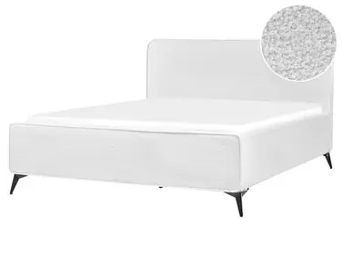 Bed Boucle VALOGNES 160 x 200 cm (EU King Size) Off-White