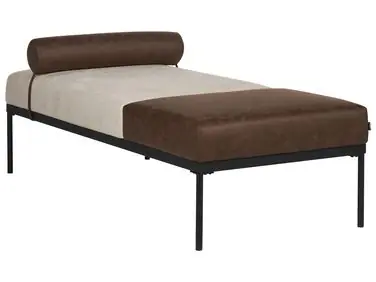 Chaise Longue MALMOS Faux Linen Faux Leather Dark Brown - Living Room