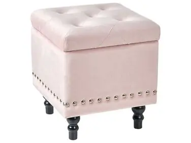 Storage Pouffe LORETTO Velvet Pastel Pink - Living Room