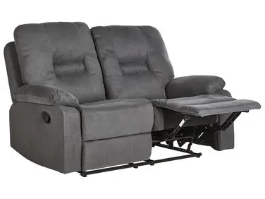 Sofá reclinable manual 2 plazas BERGEN Tela Gris oscuro - Sala de estar