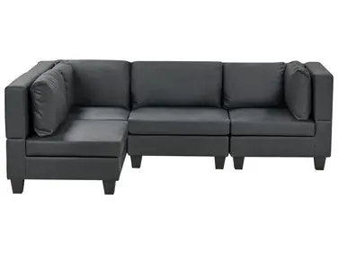Sofá modular esquinero 4 plazas UNSTAD Derecha Negro Piel sintética - Sala de estar