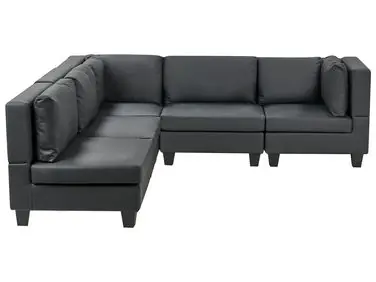 Sofá modular esquinero 5 plazas UNSTAD Derecha Negro Piel sintética - Sala de estar