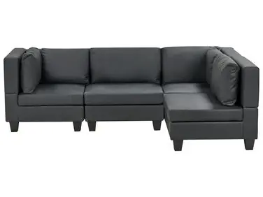 Sofá modular esquinero 4 plazas UNSTAD Izquierda Negro Piel sintética - Sala de estar