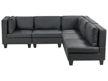 Sofá modular esquinero 5 plazas UNSTAD Izquierda Negro Piel sintética - Sala de estar