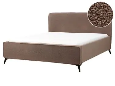Bed Boucle VALOGNES 160 x 200 cm (EU King Size) Brown - Bedroom
