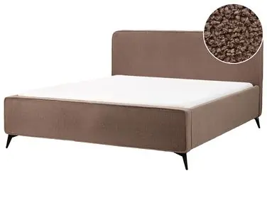 Bed Boucle VALOGNES 180 x 200 cm (EU Super King) Brown - Bedroom