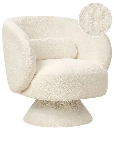 Swivel Armchair LIEKSA Boucle Off-White