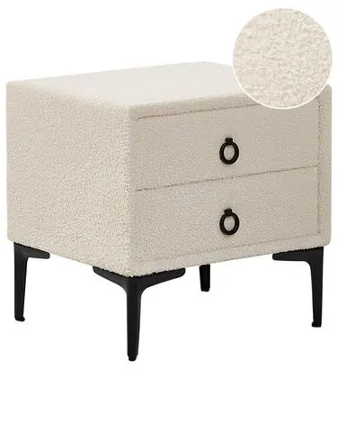 2 Drawer Bedside Table SEZANNE Boucle Off-White