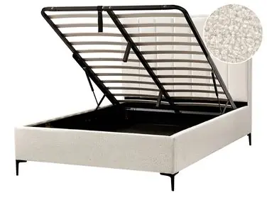 Ottoman Bed SEZANNE Boucle Off-White 140 x 200 cm (EU Double)