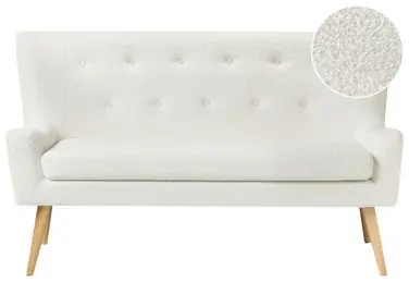 Banco de comedor 2 plazas SKIBBY Bouclé Blanco crema - Sala de estar