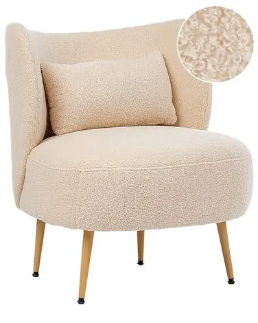Armchair OTSBY II with Cushion Boucle Beige - Living Room