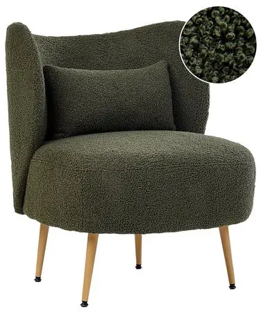 Armchair OTSBY II with Cushion Boucle Dark Green - Living Room