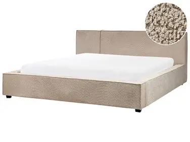 Bed Boucle MIRANDE 180 x 200 cm (EU Super King) Taupe - Bedroom