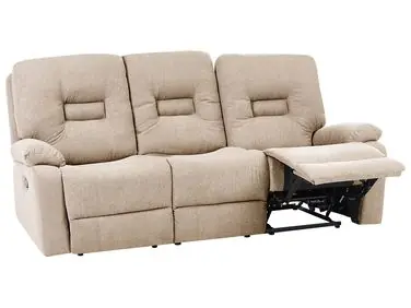 Sofá reclinable manual 3 plazas BERGEN Tela Beige - Sala de estar