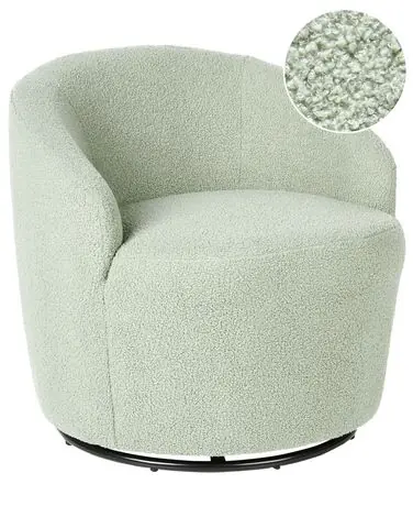Swivel Armchair DAVIK Boucle Light Green - Living Room
