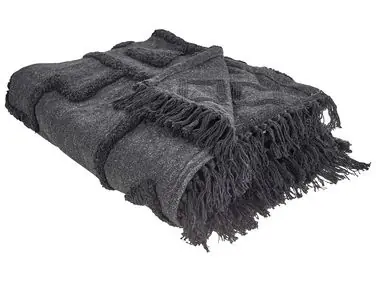Blanket CHACK Cotton 200 x 220 cm Dark Grey - Home Accessories