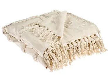 Blanket CHACK Cotton 190 x 190 cm Beige - Home Accessories