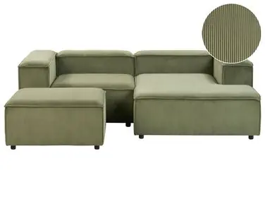 Sofá modular esquinero 3 plazas ARDAL Izquierda Verde Pana con otomana - Sala de estar